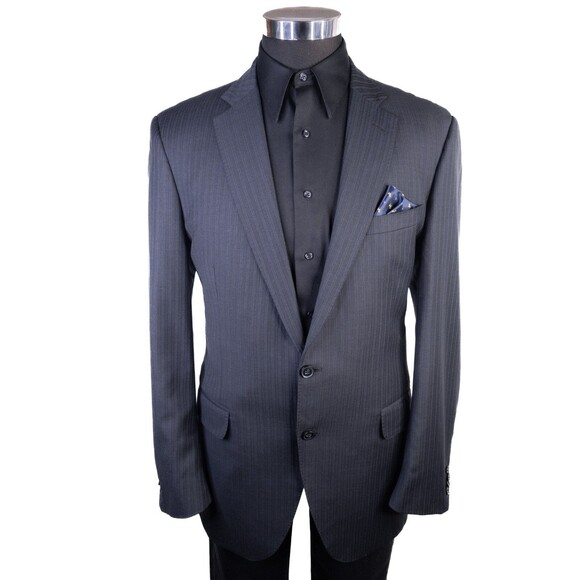 Peter Millar Suit Jacket Blazer Coat Gray Striped Sz 42L Two Button Wool Canada - Picture 2 of 14